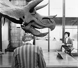 Sixtiesroger: Two students sketching dinosaur skeleton