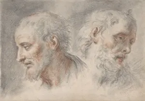 Bartholomaeus: Two Studies of Bearded Men; verso: Studies after