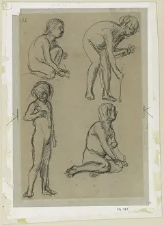 Charcoal: Four studies of a child