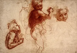1520s: Four Studies of a Child, by Andrea del Sarto