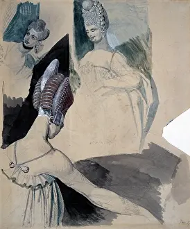 1807: Studies of Three Courtesans with Extravagant Hairstyles