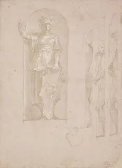 Heightening: Studies for a figure of Minerva and other statues