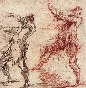 1760: Two Studies of a Standing Man, His Arms Outstretched