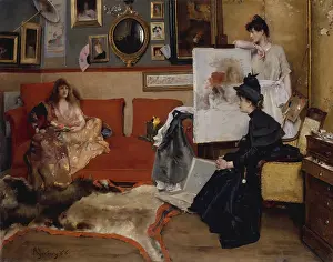 Coifed: IN THE STUDIO, by Alfred Stevens, 1888, Belgian