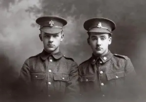 Uotc: Studio photo, two brothers in uniform, WW1