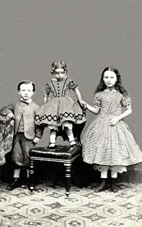 Carte: Studio portrait of three children on a carte de visite