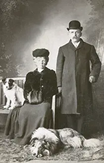 Arbroath: Studio portrait, couple with two dogs