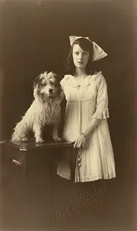Shaggy: Studio portrait, girl with Yorkshire terrier