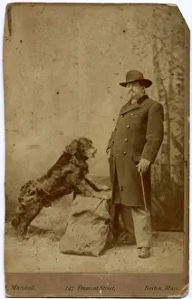 Backdrop: Studio portrait, man with his dog