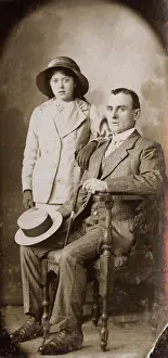 Boaters: Studio portrait, man and girl