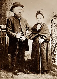 Midgets: Studio portrait of married midget couple, early 1900s