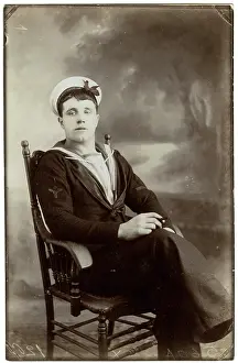 Stoker: Studio portrait of a sailor, HMS Indomitable, WW1