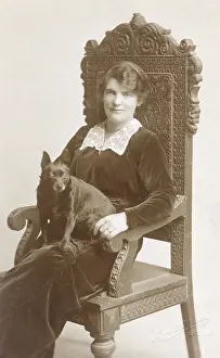 Bognor: Studio portrait, woman with dog