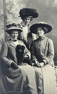 Nicol: Studio portrait, three women with a dog