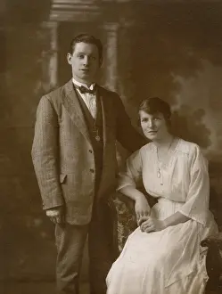 Pinstriped: Studio portrait, young couple