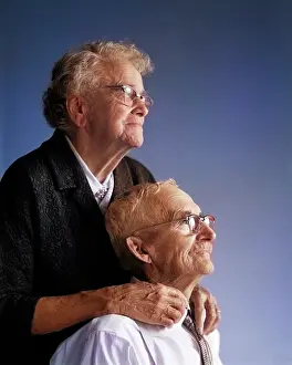 Longevity: Studio Profile Portrait of Elderly Couple in Their