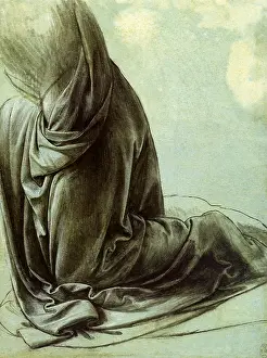 Drapery: Study for angel's drapery, by Leonardo da Vinci