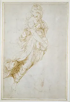 Melpomene: Study for the Figure of Melpomene, drawing by Raphael