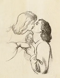 Clasping: Study for Frontispiece by Dante Gabriel Rossetti
