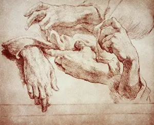 Agnolo: Study of hands, by Andrea del Sarto