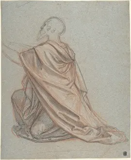 Carolsfeld: Study of a Kneeling Man; verso: Cropped Study