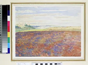 Ashmolean: Study of a landscape with a ploughed field, Eragny-sur-Epte