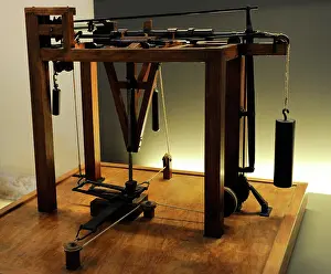 Draw: Study of Leonardo da Vinci. Goldforging Hammer. Codex Atlant