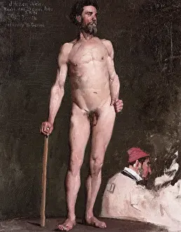 Nudes: Study of a Male Nude Leaning on a Staff