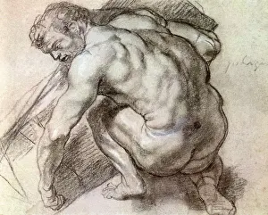 Nudes: Study of a Male Nude Lifting a Heavy Object, by Rubens