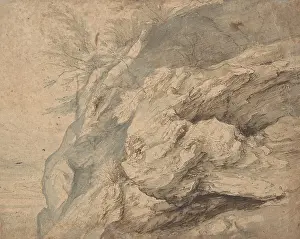 Recto: Study of the Side of a Rocky Cliff (recto); Dam