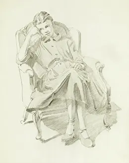 Thoughtful: Study of a seated woman
