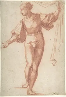 Baccio: Study for a Standing Young Man, Raising a Curtain