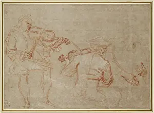 Violinists: Study of two Violinists and a Pair of Hands, holding an Arm