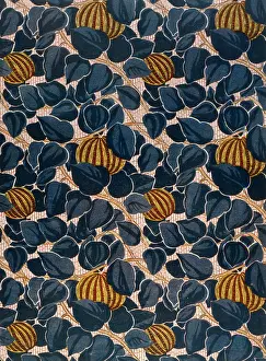 Pumpkin: Stylised leaf design in brown and blue