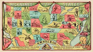 Pork: A stylized map of the United States with nicknames