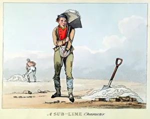 Labourer: A Sub-Lime Character. Building labourer carrying