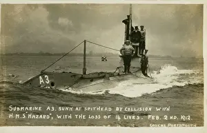 Britihs: Submarine A3 - sunk at Spithead in collision with HMS Hazard