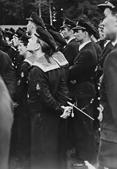 Crews: Submarine crews listen to a speech by Donitz, 1944