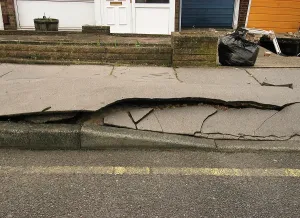 Pavements: Subsidence damage, 122 Ridley Road, Bromley