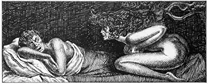 Demonic: Succubus attacking a sleeping man
