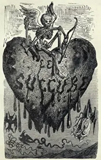 Demonic: Succubus demon skeleton on a bleeding heart