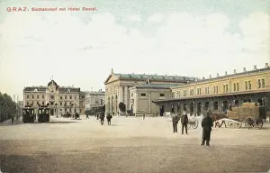 Trainstation: Sudbahnhof. Railwaystation with Hotel Daniel