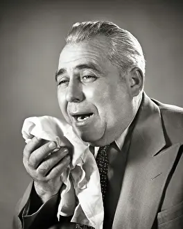 Impairment: Suffering Senior Man About to Sneeze into