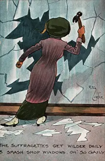Gaily: Suffragette Breaks Window Militant