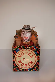Bisque: Suffragette Jack-in-the-Box Votes for Women