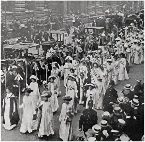 Wspu: Suffragette procession in London 1910
