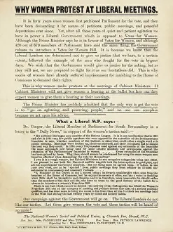 Handbill: Suffragette Protests at Liberal Meetings