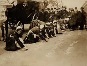 Chalking: Suffragettes Chalking Pavement Deputation