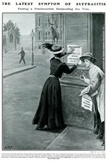 Wspu: Suffragists putting up posters in London 1908