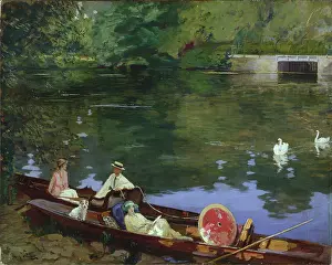 Lounging: Summer on the River ' woman in boat